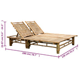 2-Person Sun Lounger with Cushions Bamboo - Extra Image