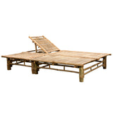 2-Person Sun Lounger with Cushions Bamboo - Top-Down View