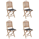 5 Piece Folding Outdoor Dining Set with Cushions Bamboo
