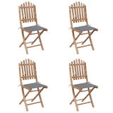 5 Piece Folding Outdoor Dining Set with Cushions Bamboo