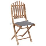 5 Piece Folding Outdoor Dining Set with Cushions Bamboo - Side View