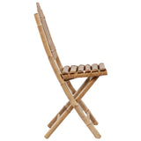 5 Piece Folding Outdoor Dining Set with Cushions Bamboo - Rear View