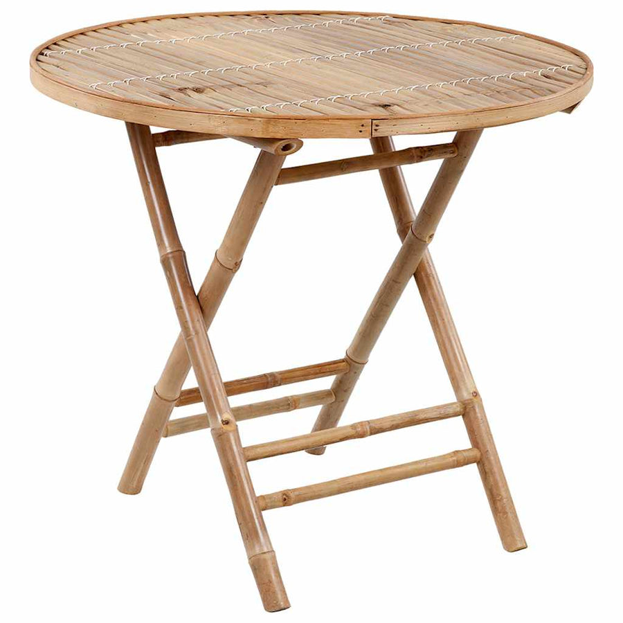 5 Piece Folding Outdoor Dining Set with Cushions Bamboo