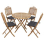 5 Piece Folding Outdoor Dining Set with Cushions Bamboo