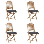 5 Piece Folding Outdoor Dining Set with Cushions Bamboo