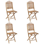 5 Piece Folding Outdoor Dining Set with Cushions Bamboo