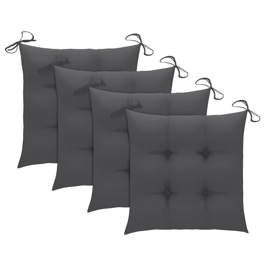 5 Piece Folding Outdoor Dining Set with Cushions Bamboo