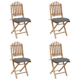 5 Piece Folding Outdoor Dining Set with Cushions Bamboo