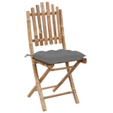 5 Piece Folding Outdoor Dining Set with Cushions Bamboo