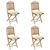 5 Piece Folding Outdoor Dining Set with Cushions Bamboo - Side View