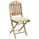 5 Piece Folding Outdoor Dining Set with Cushions Bamboo - 45-Degree Angle