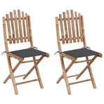 Folding Chairs 2 pcs with Cushions Bamboo