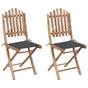 Folding Chairs 2 pcs with Cushions Bamboo