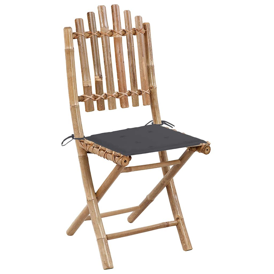 Folding Chairs 2 pcs with Cushions Bamboo