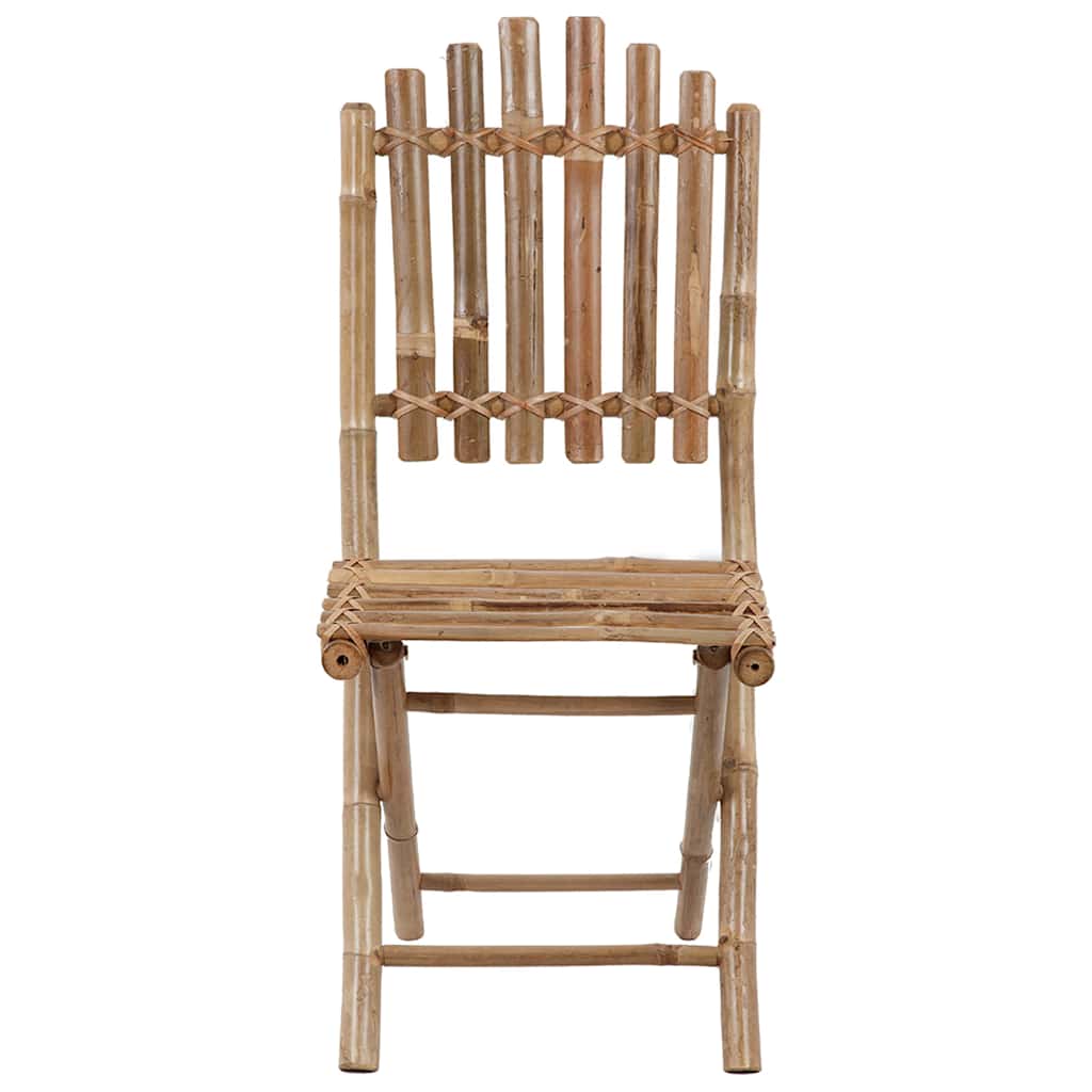 Folding Garden Chairs 2 pcs with Cushions Bamboo