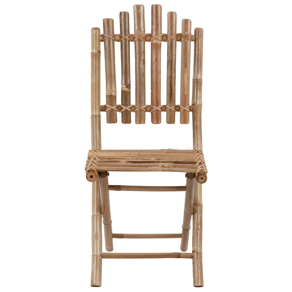 Folding Garden Chairs 2 pcs with Cushions Bamboo