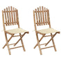 Folding Chairs 2 pcs with Cushions Bamboo