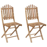 Folding Chairs 2 pcs with Cushions Bamboo