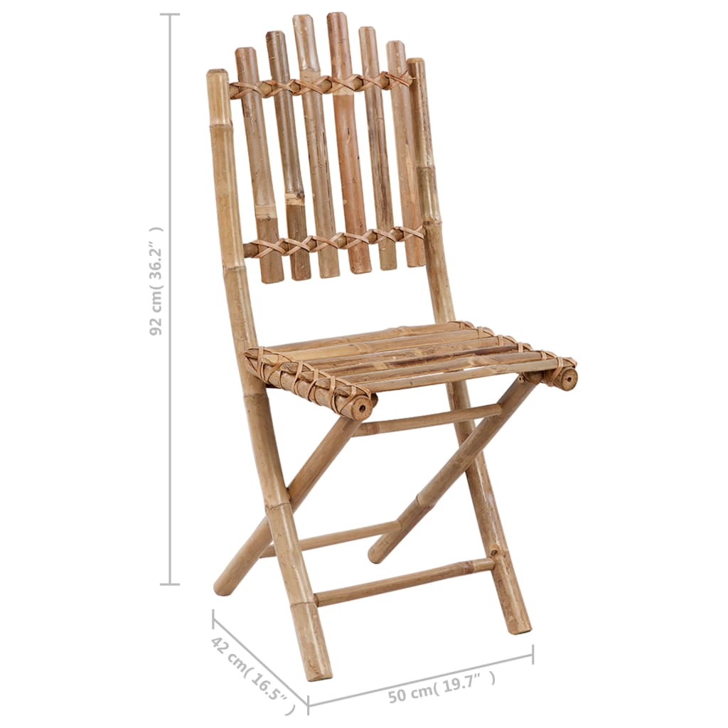 Folding Chairs 2 pcs with Cushions Bamboo