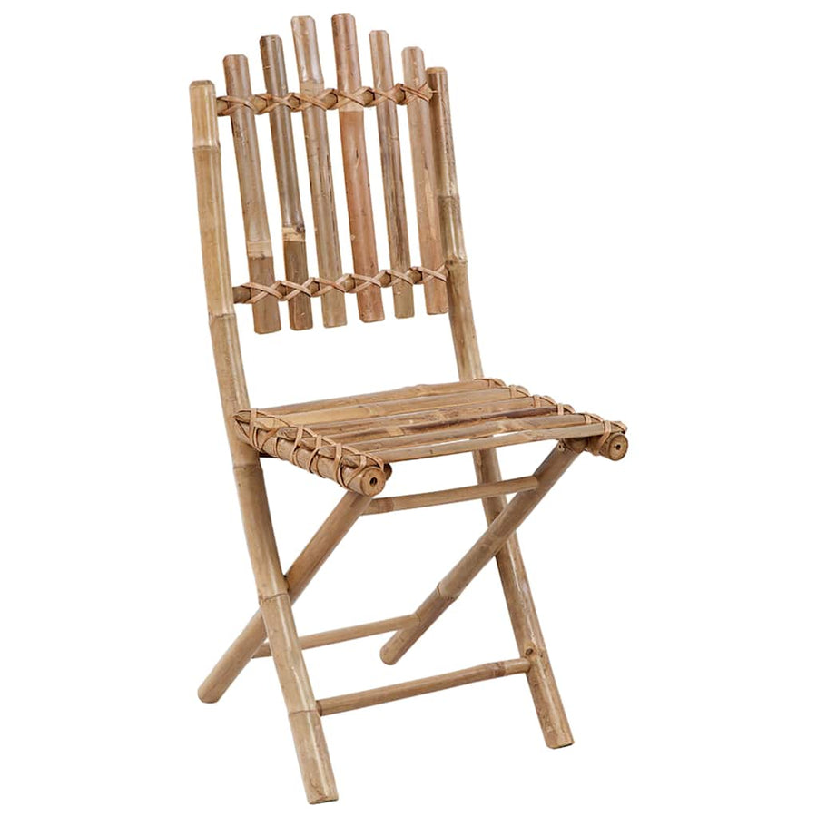 Folding Chairs 2 pcs with Cushions Bamboo