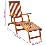 Outdoor Deck Chair with Footrest and Cushion Solid Acacia Wood - Extra Image