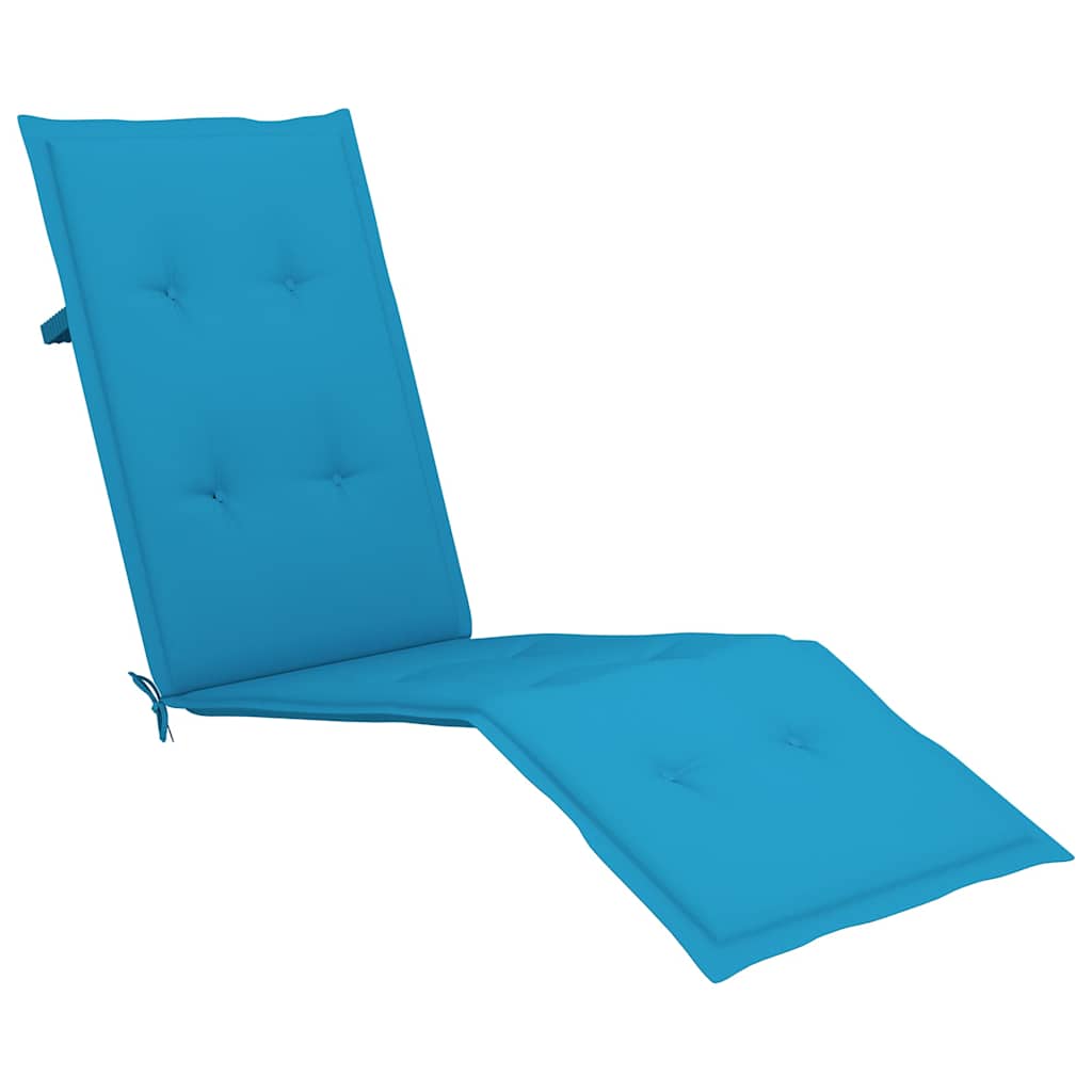 Outdoor Deck Chair with Footrest and Cushion Solid Acacia Wood