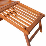 Outdoor Deck Chair with Footrest and Cushion Solid Acacia Wood - 45-Degree Angle