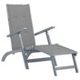 Outdoor Deck Chair with Footrest and Cushion Solid Acacia Wood