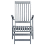 Outdoor Deck Chair with Footrest and Cushion Solid Acacia Wood
