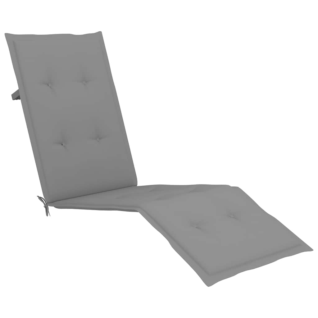 Outdoor Deck Chair with Footrest and Cushion Solid Acacia Wood