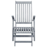 Outdoor Deck Chair with Footrest and Cushion Solid Acacia Wood - Side View