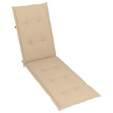 Outdoor Deck Chair with Footrest and Cushion Solid Acacia Wood - Close-Up Angle