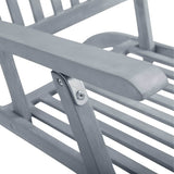 Outdoor Deck Chair with Footrest and Cushion Solid Acacia Wood - 45-Degree Angle