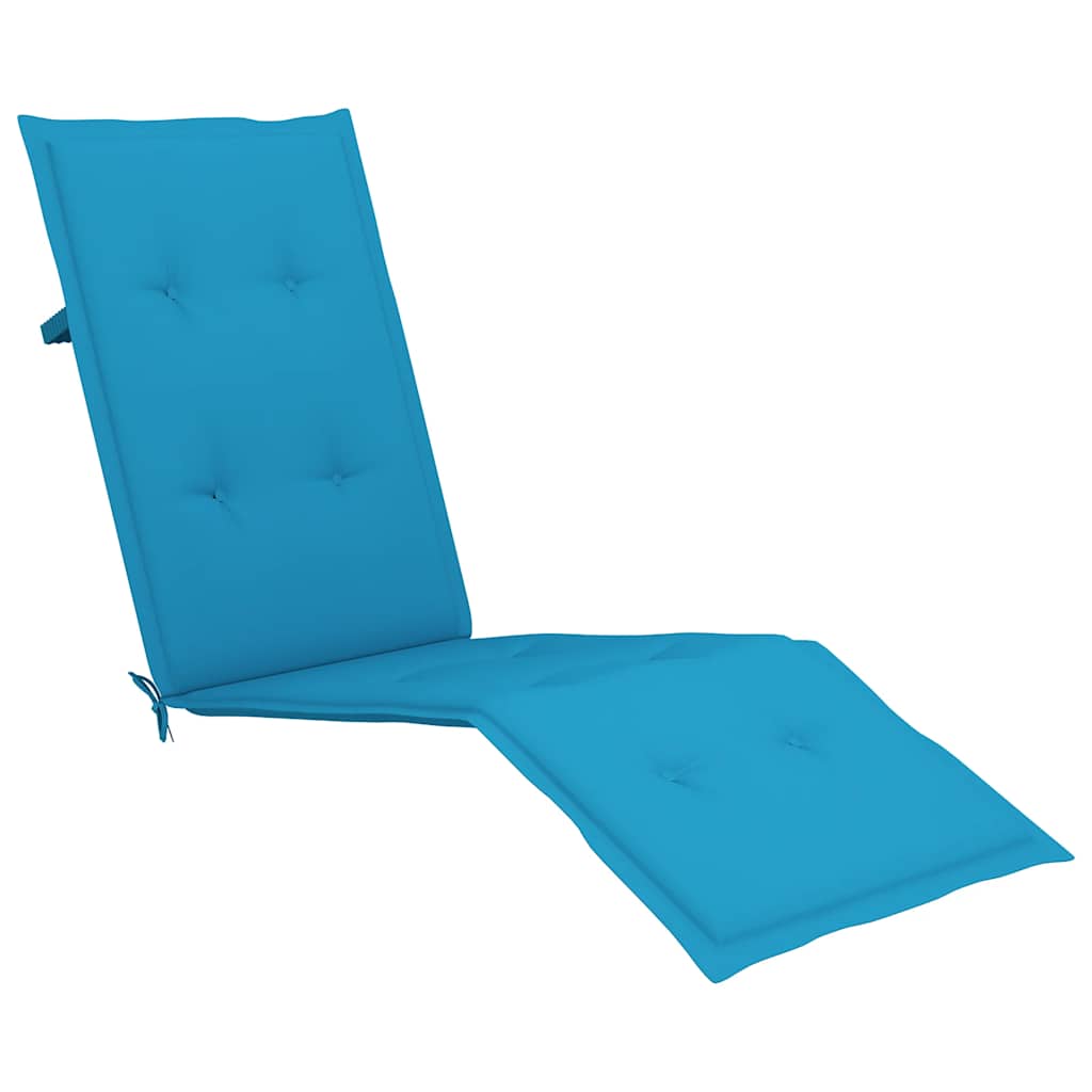 Outdoor Deck Chair with Footrest and Cushion Solid Acacia Wood