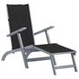 Outdoor Deck Chair with Footrest and Cushion Solid Acacia Wood