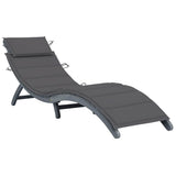 Sun Lounger with Cushion Grey Solid Acacia Wood