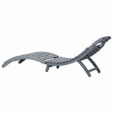 Sun Lounger with Cushion Grey Solid Acacia Wood - Top-Down View