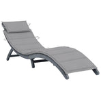 Sun Lounger with Cushion Grey Solid Acacia Wood