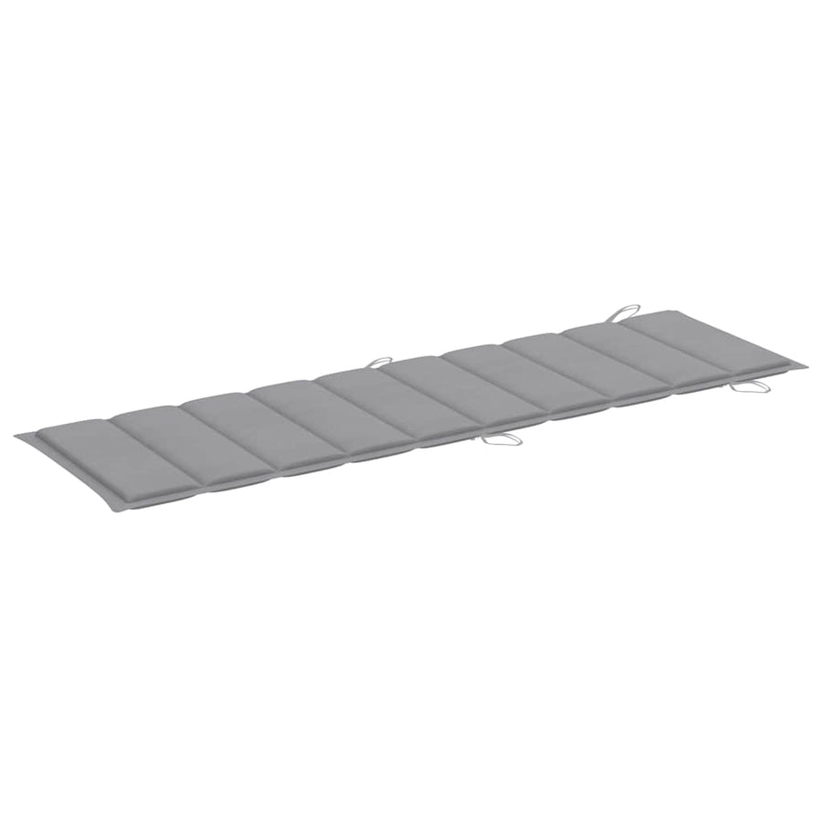 Sun Lounger with Cushion Grey Solid Acacia Wood