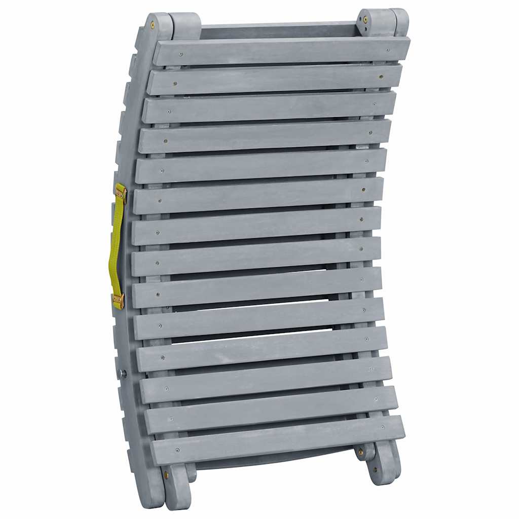 Sun Lounger with Cushion Grey Solid Acacia Wood