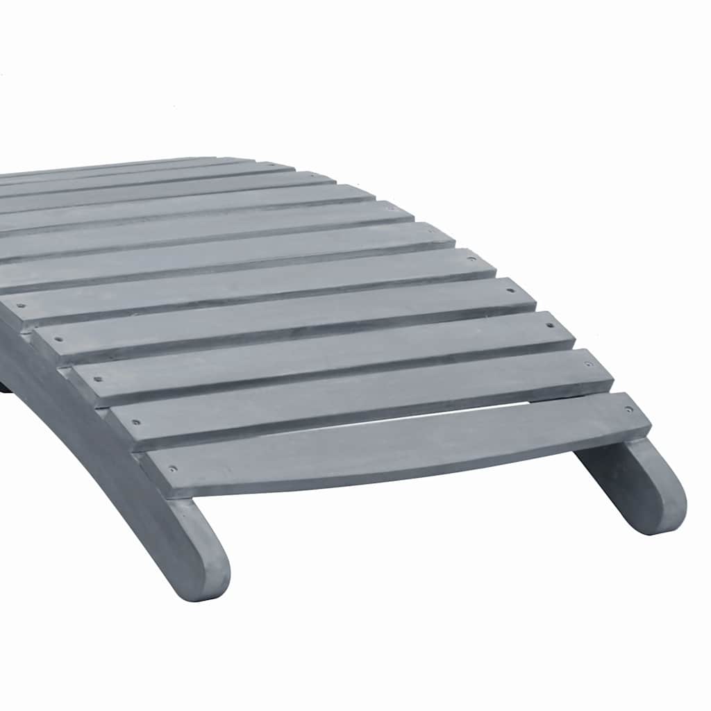 Sun Lounger with Cushion Grey Solid Acacia Wood