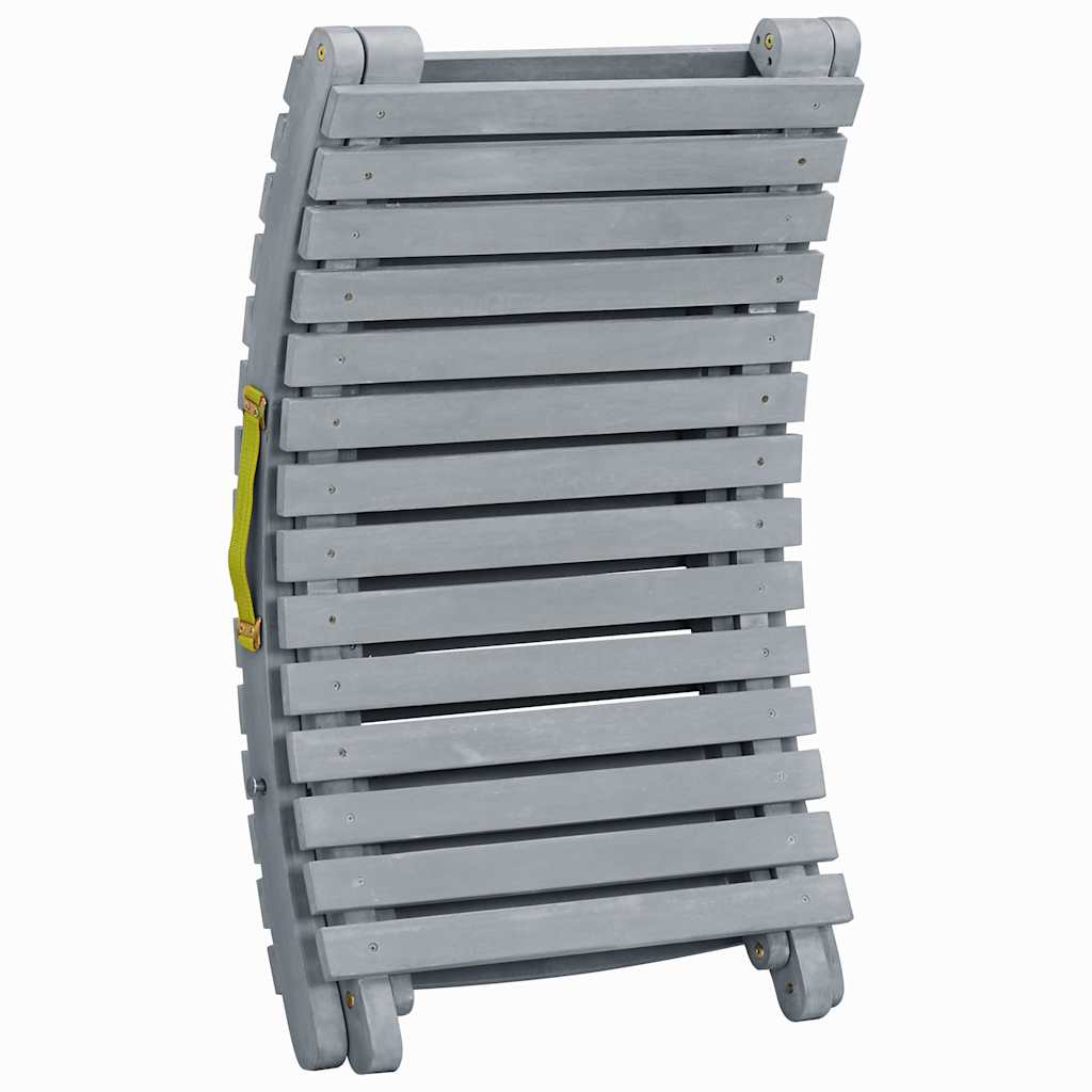 Sun Lounger with Cushion Grey Solid Acacia Wood