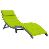 Sun Lounger with Cushion Grey Solid Acacia Wood