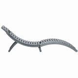 Sun Lounger with Cushion Grey Solid Acacia Wood