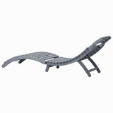 Sun Lounger with Cushion Grey Solid Acacia Wood - 45-Degree Angle