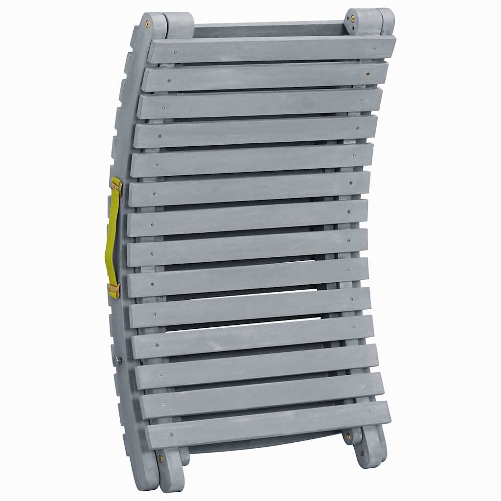 Sun Lounger with Cushion Grey Solid Acacia Wood