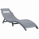 Sun Lounger with Cushion Grey Solid Acacia Wood