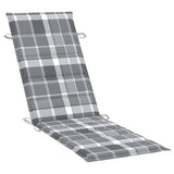 Sun Lounger with Cushion Grey Solid Acacia Wood