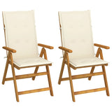 Garden Reclining Chairs 2 pcs with Cushions Solid Acacia Wood