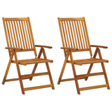 Garden Reclining Chairs 2 pcs with Cushions Solid Acacia Wood - Front View